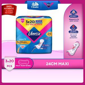 Libresse Maxi Non-Wings Pads 24cm (3x20s) - Secure Fit & Leakage Protection