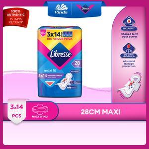 Libresse Maxi Wings Pads 28cm (3x14s)-Secure Fit & Leakage Protection