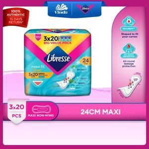 Libresse Green Tea Maxi Non-Wings Pads 24cm (3x20s) - Scent, Secure Fit & Leakage Protection