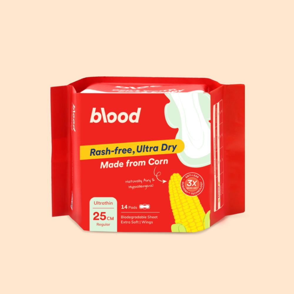 Blood Sanitary Pads (Made With 100% Corn) (25cm | 29cm | 33cm | 41cm) | Tuala Wanita Jagung Ultra-Nipis