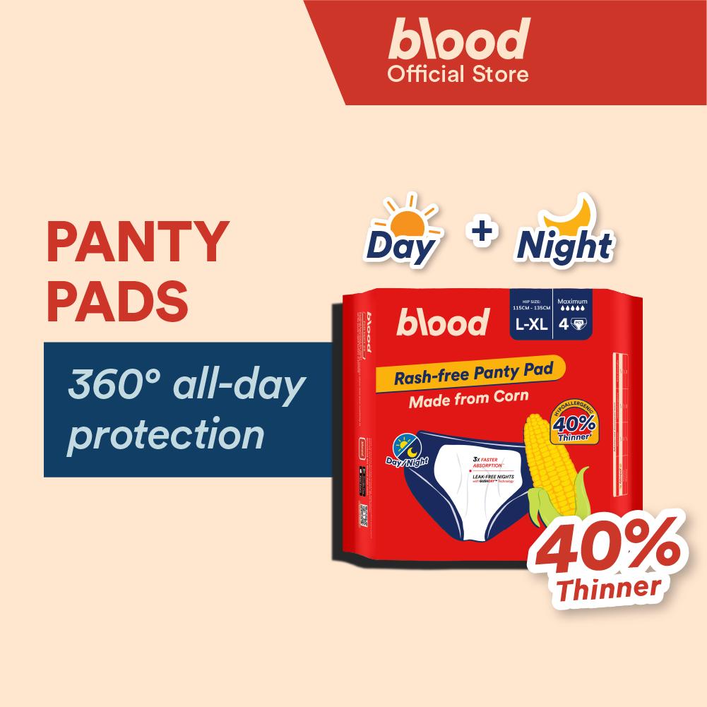 Blood 360° All-day Protection Sanitary Panty Pads (4 pcs/pack) | Tuala Wanita Jenis Seluar