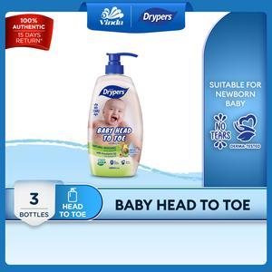 [Bundle of 3] Drypers Baby Head to Toe 650ml - Oat / Fruit / Avocado / Shea Butter / Raspberry / Berry Grape - Tear Free & Baby Friendly Fragrance
