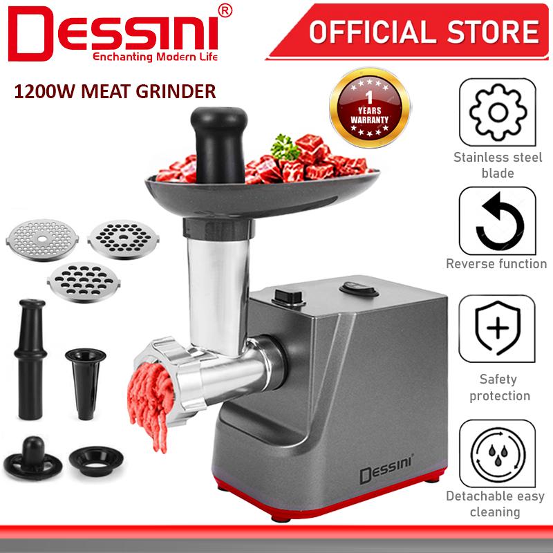 DESSINI ITALY 1200W Stainless Steel Electric Meat Grinders Sausage Maker Stuffer Blender Chopper Mixer Mincer / Pengisar