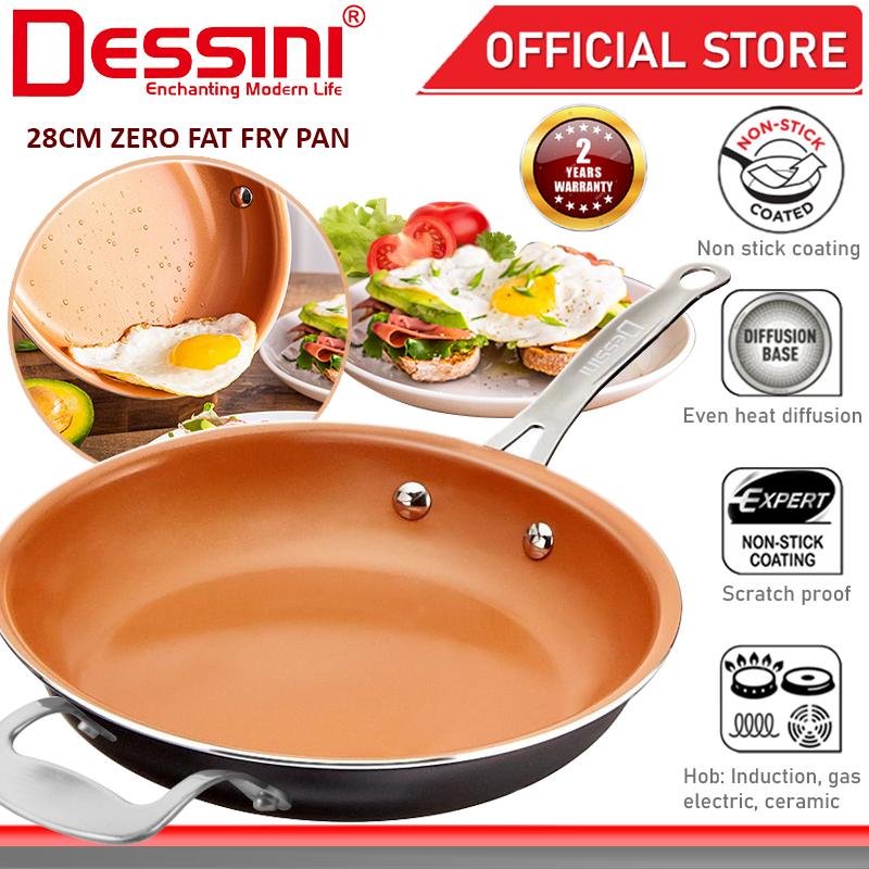 DESSINI ITALY Zero Fat 28CM Frying Pan Die Cast Aluminium Induction Non Stick Copper Pot Bowl Pan Cookware Tool PERIUK