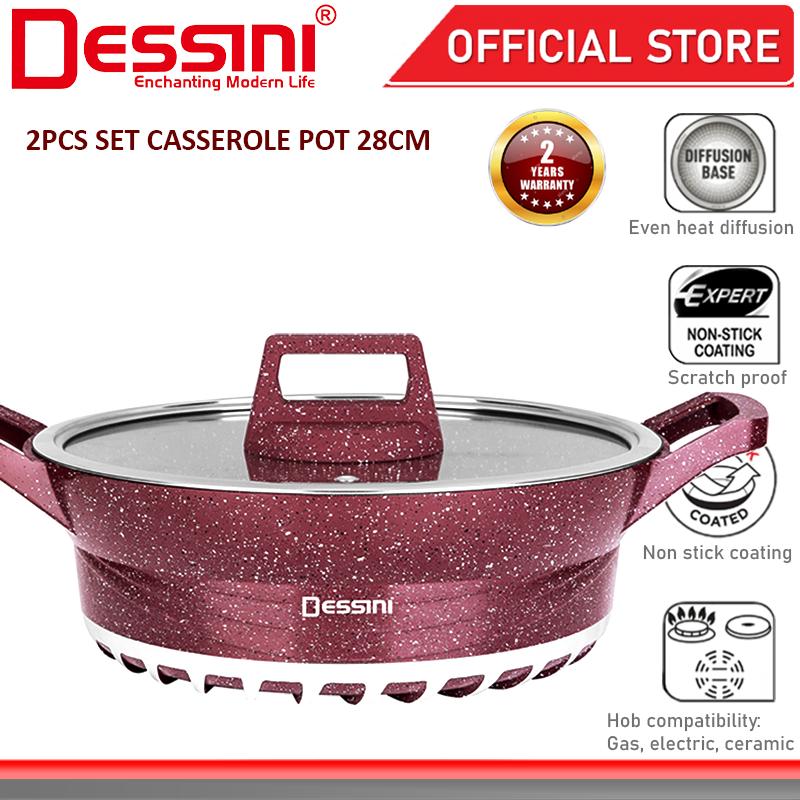 DESSINI ITALY GSSP-28 Granite Die Cast Aluminium Non Stick Casserole Pot Bowl Deep Fry Pan Cookware Tool PERIUK (28cm)