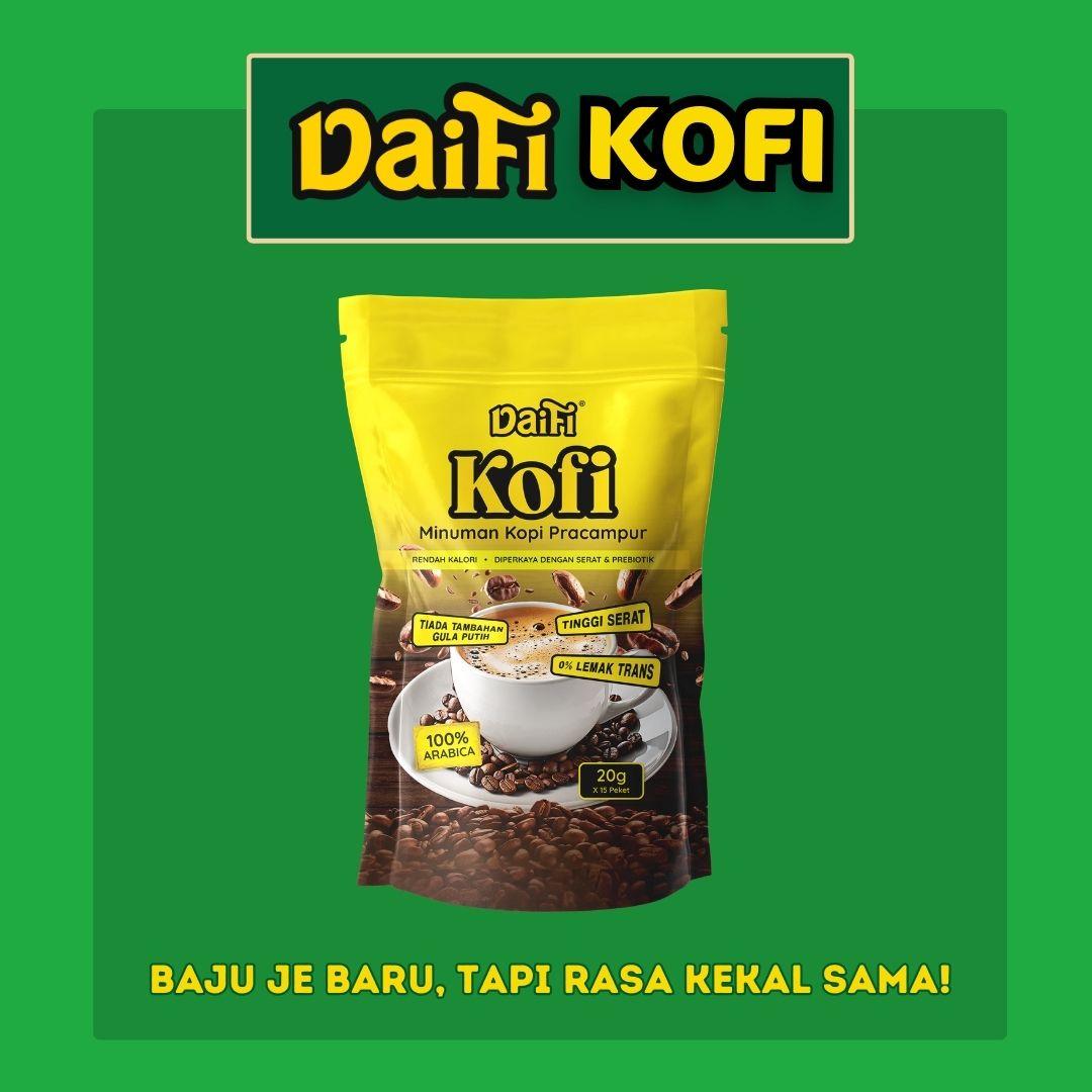 1 Pek Daifi Minuman Kopi 3 dalam 1 Sedap Tanpa Tambahan Gula Putih, Rendah Kalori, Diperkaya dengan Fiber, - No Added Sugar Coffee, Low Calorie, High Fibre, Low Sugar