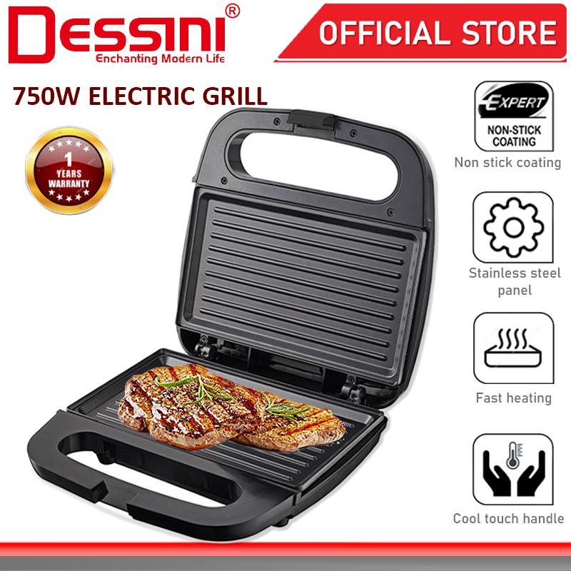 DESSINI ITALY Double Sided Electric Pizza Panini Waffle Sandwich Maker Toaster Barbecue BBQ Grill Non-Stick Baking Pan