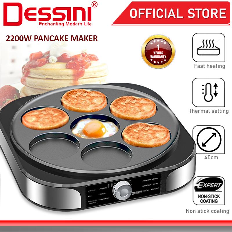DESSINI ITALY 7 Holes Electric Pancake Crepe Maker Burger Toaster Barbecue BBQ Grill Non-Stick Frying Baking Pan
