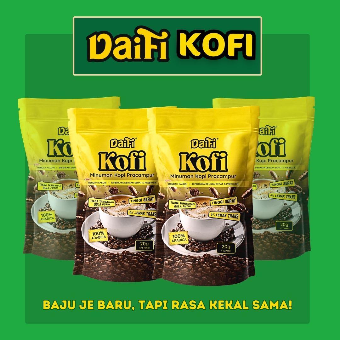 4 Pek Daifi White Coffee 3in1 – Kopi Sedap Tanpa Tambahan Gula Putih, Rendah Kalori, Tinggi Fiber, No Added Sugar
