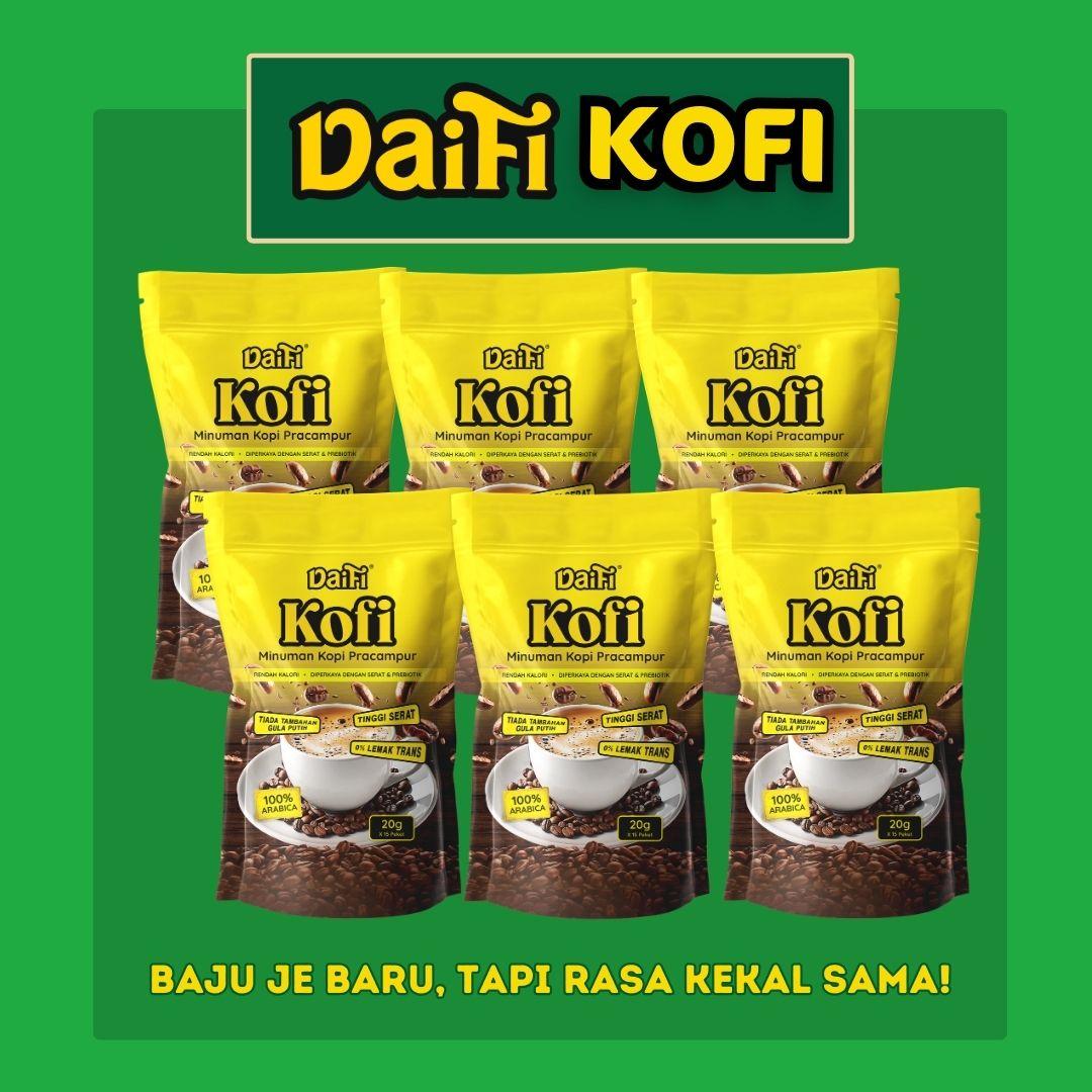 6 Pek Daifi White Coffee 3in1 – Kopi Sedap Tanpa Tambahan Gula Putih, Rendah Kalori, Tinggi Fiber, No Added Sugar