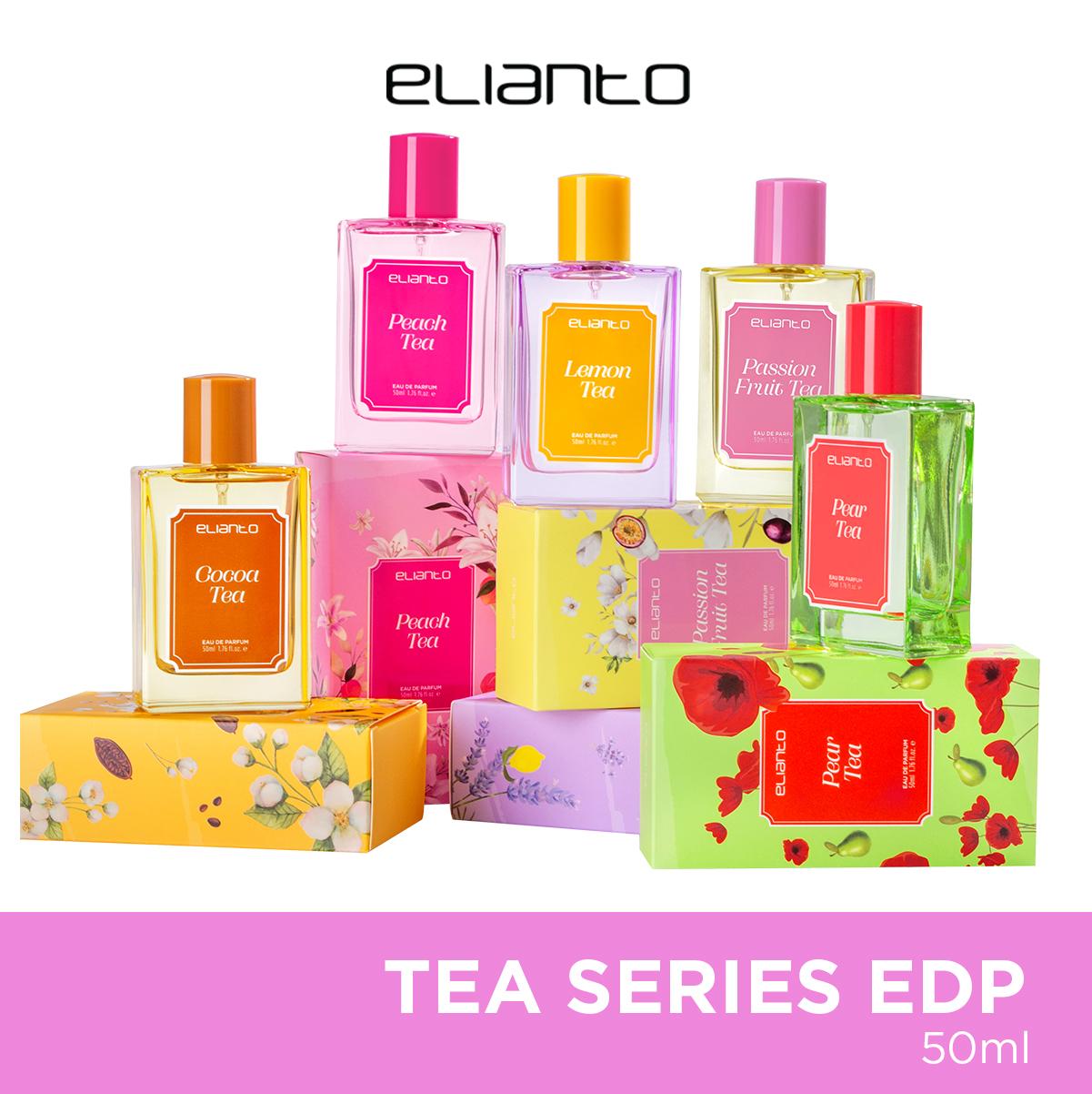 Elianto Tea Series Eau De Parfum (Peach, Passion Fruit, Cocoa, Lemon, Pear) Minyak Wangi Tahan Lama, Bau Tea Mewah) | {Elianto Tea Series EDP Perfume}