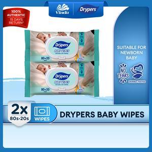 Drypers Natural Oat Kernel Extract Baby Wet Wipes (2x100s) - Derma-tested & Safe For New Born