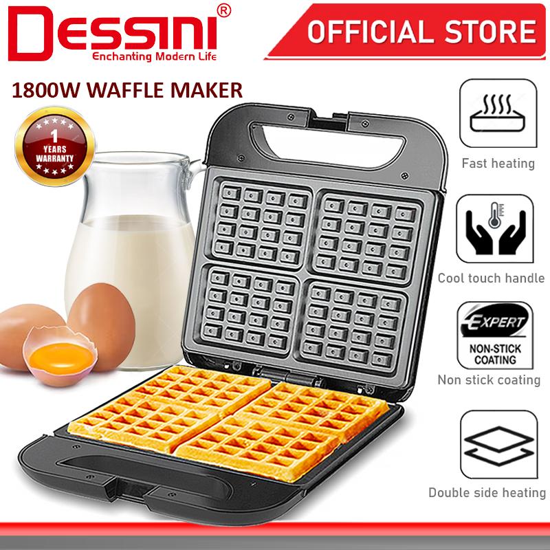 DESSINI ITALY Double Sided Electric Waffle Maker Pizza Panini Cake Donut Sandwich Toaster BBQ Grill Non-Stick Baking Pan