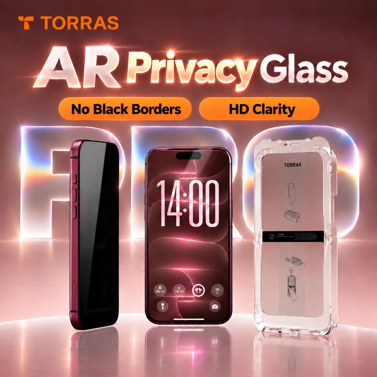 2 Pek TORRAS Protectors 【Pelindung Skrin Privasi】– Untuk iPhone 17/16/15/14/13/12/11 Pro Max/X/XR, Pemasangan Mudah, Privasi Anti-Perisikan, Kalis Pecah, Anti-Cap Jari, Pandangan Hadapan Ultra Jelas, Sentuhan Licin, Bebas Gelembung