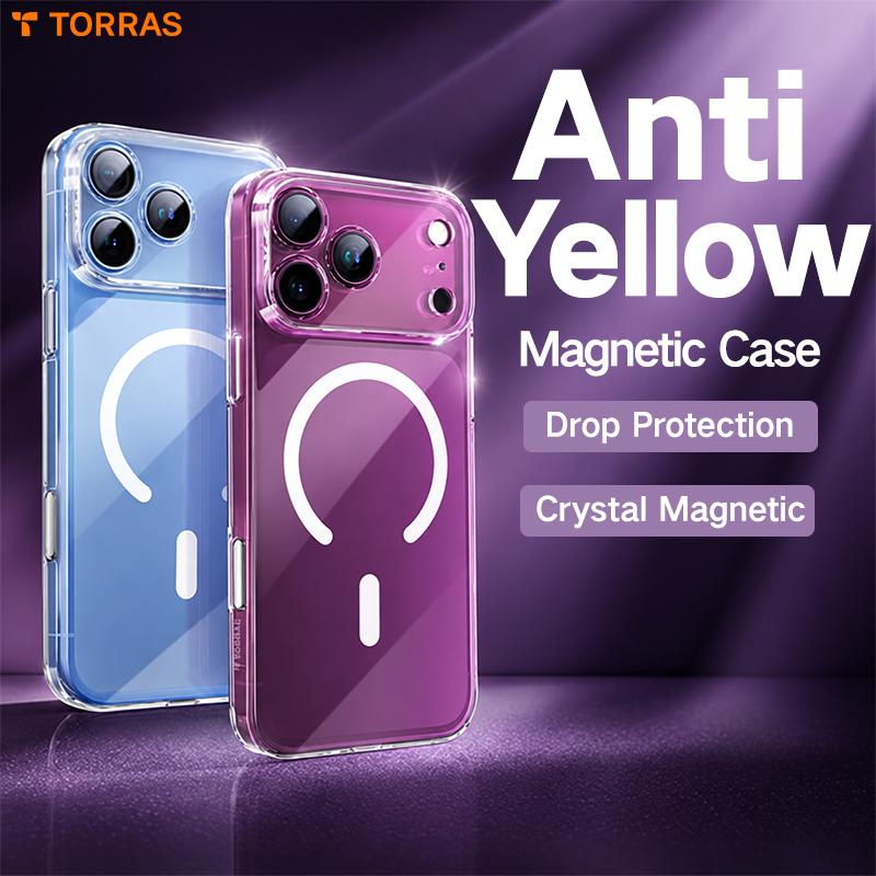 Sarung pengganti kuning (jaminan satu tahun) TORRAS Crystal Clear Case C1 baharu – perlindungan penuh dengan penutup butang, reka bentuk ultra nipis anti-menguning untuk iPhone 11–17 Pro Max