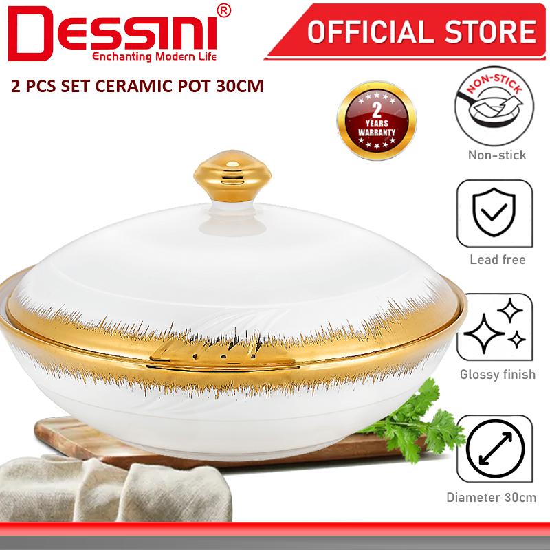 DESSINI ITALY 12 Inch Ceramic Serving Bowl Salad Soup Cereal Pasta Casserole Non Stick Healthy Stock Pot Cookware PERIUK