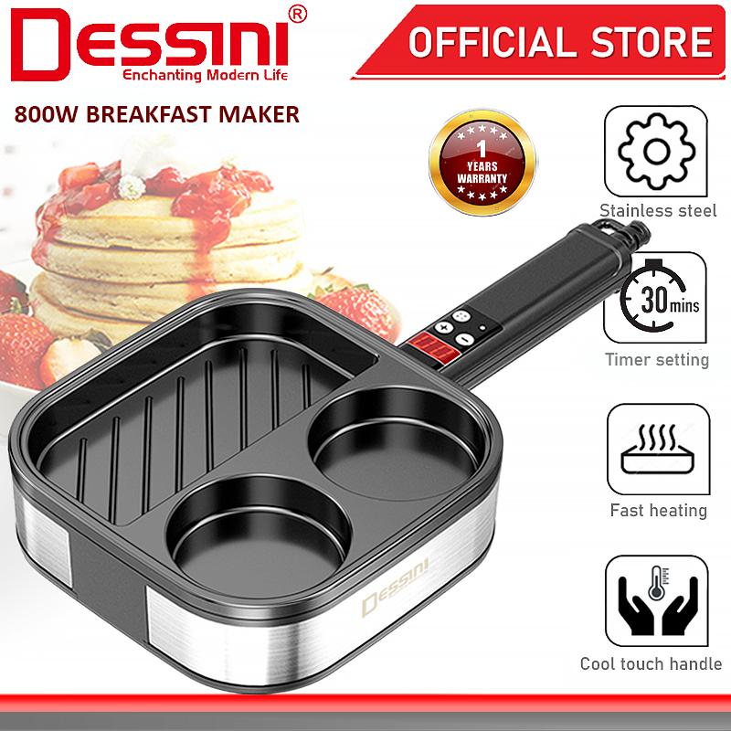 DESSINI ITALY Electric BBQ Grill Steak Frying Pan Teppanyaki Barbecue Non-Stick Pancake Breakfast Maker Baking Pot Timer