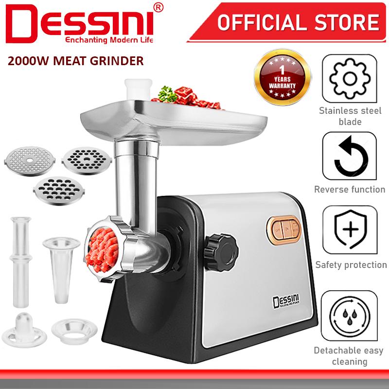 DESSINI ITALY 2000W Stainless Steel Electric Meat Grinders Sausage Maker Stuffer Blender Chopper Mixer Mincer / Pengisar