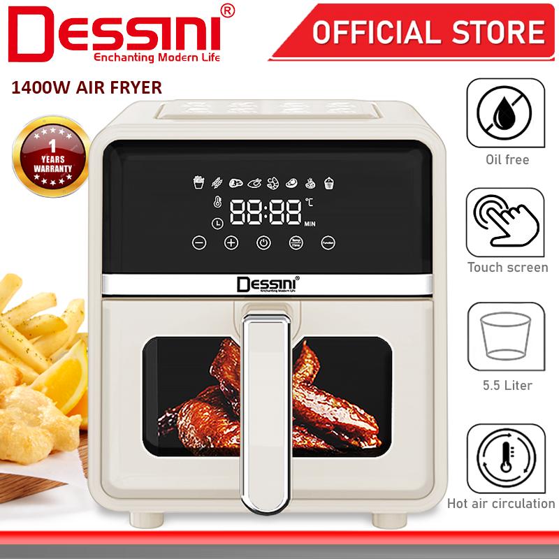 DESSINI ITALY 5.5L Electric Air Fryer Convection Oven Toaster Timer Oil Free Roaster Breakfast Machine Ketuhar