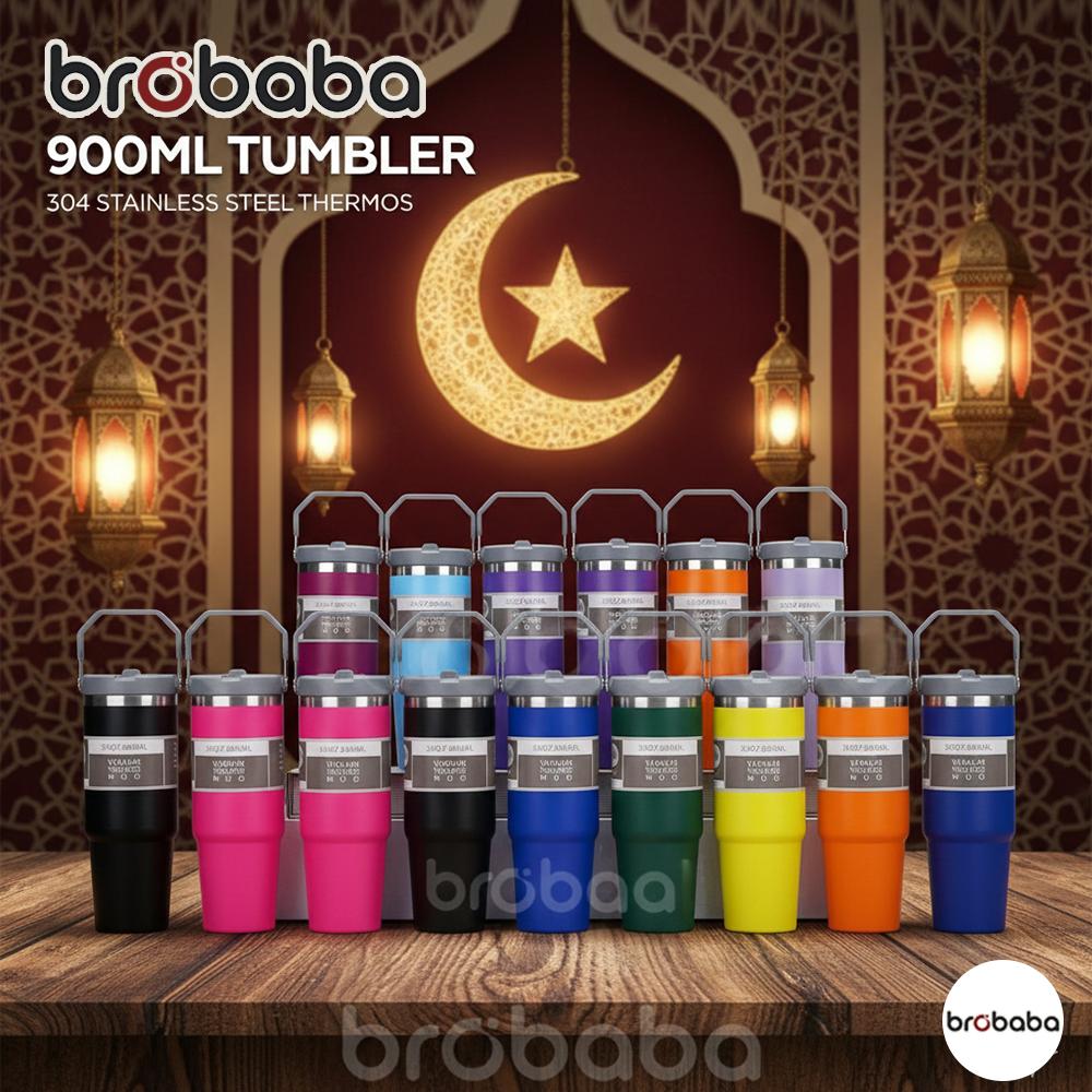 Brobaba 900ML Botol Termos Vakum dengan Pemegang | Thermos Tumbler With Handle Water Bottle