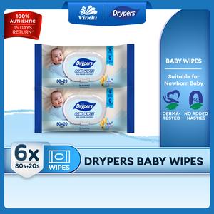 Drypers Fragrance Free Baby Wipes (12x100s) / Oat Kernel Baby Wipes (12x100s) - Derma-tested & Safe For New Born