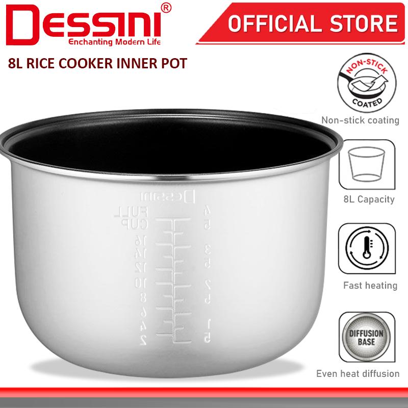 DESSINI ITALY Pressure Rice Multi Cooker Inner Pot Non Stick Aluminium Universal Liner Replacement Container Bowl (8L)