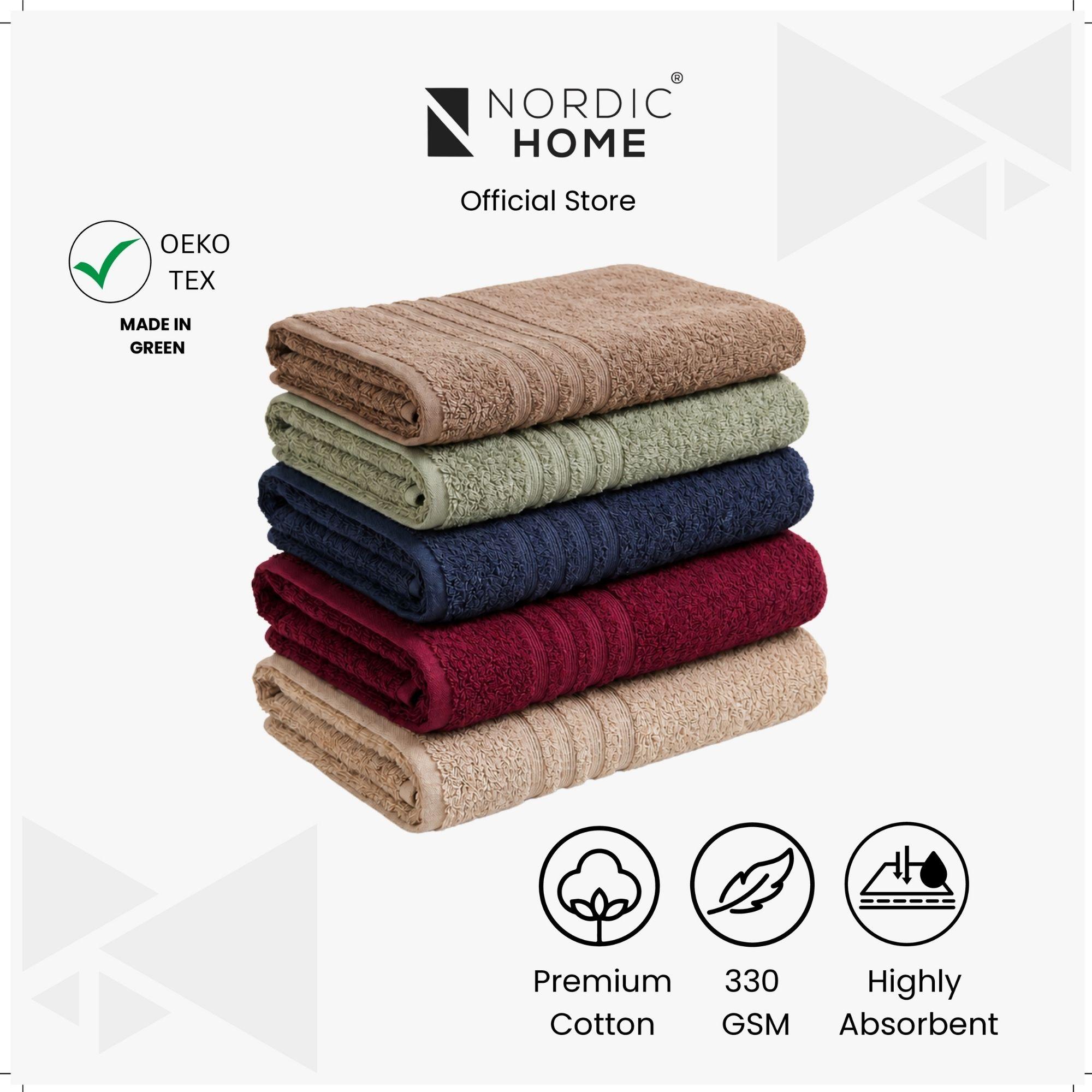 Tuala Mandi Nordic Breeze 330GSM | 100% Cotton Ringan & Cepat Kering | Travel Bath Towel 65×130CM