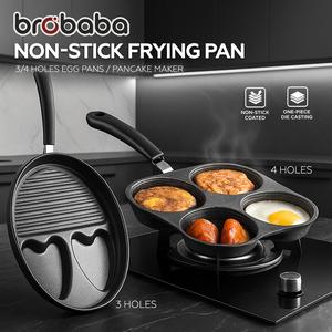 Brobaba Non Stick Frying Pan Egg Pan Pancake 3/4 Holes Egg Omelette Kuali Tidak Melekat 3/4 Ruang Masak Telur Pankek Pancake Maker Small Frying Pan Skillet Omelet Breakfast Pot