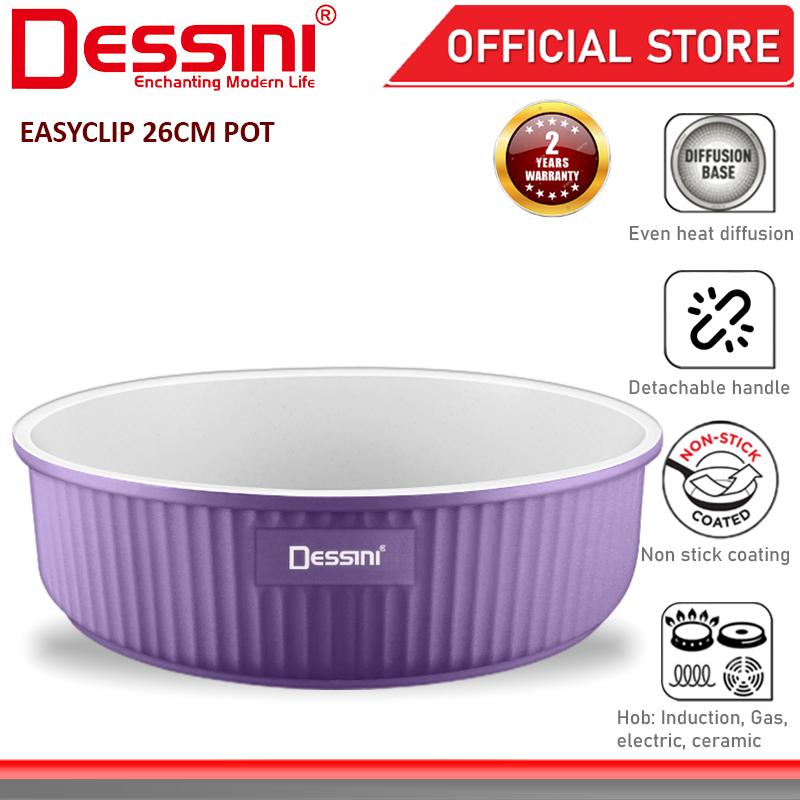 DESSINI ITALY EASYCLIP ESC-P26 26CM Detachable Handle Induction Casserole Bowl Non Stick Pot Frying Fry Pan Wok PERIUK