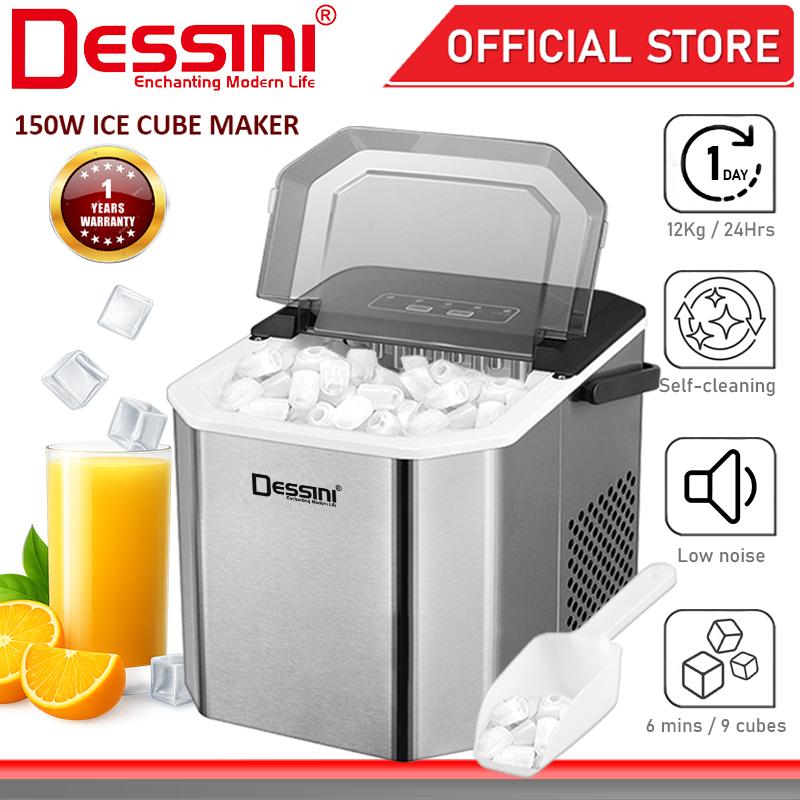 DESSINI ITALY Portable Electric Ice Cube Maker Countertop Freezer Machine Self Cleaning 2 Size Bullet Ice Mesin Ais Batu