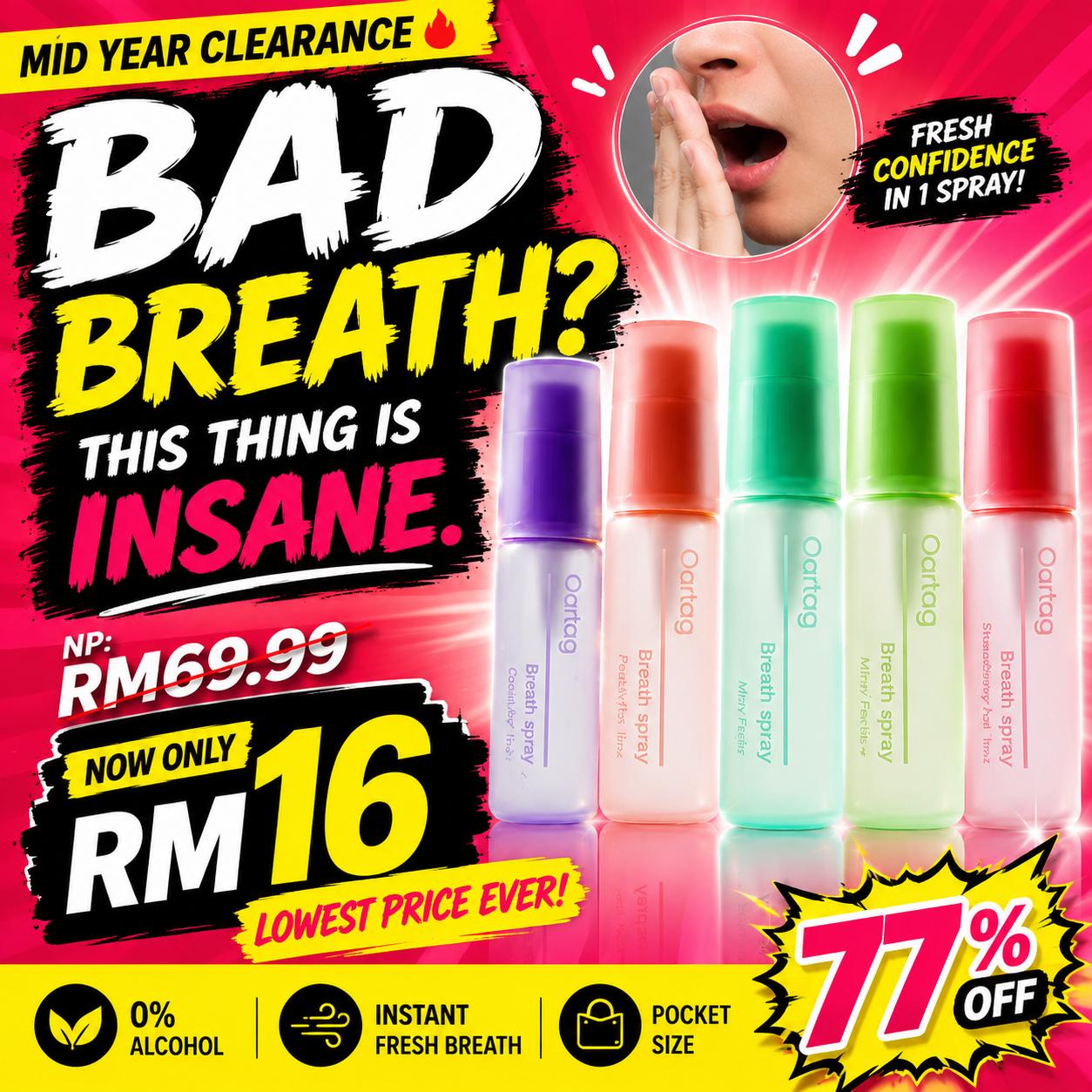 [Mid-Year Clearance] Oartag Bomidin Oral Spray | Nafas Segar Sepanjang Hari | Wajib Ada Sebelum Dating & Mesyuarat