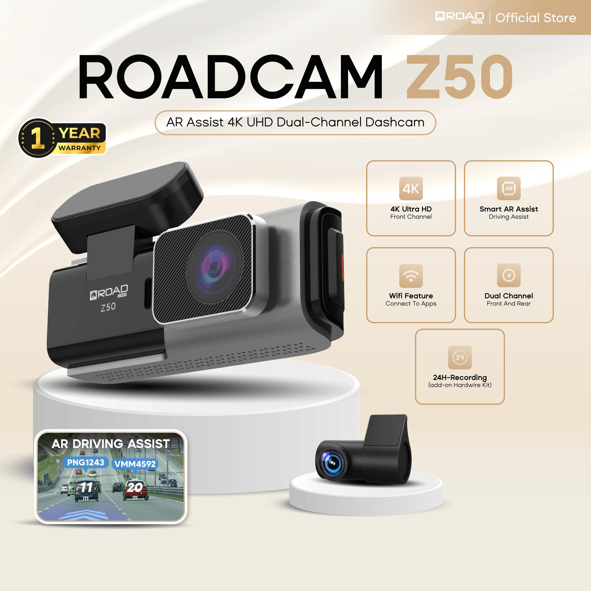 [Free 64GB] ROADCAM Z50 AR Dashcam | 4K Front + 1080P Rear | Smart AR Driving Assist | WiFi App Control | Futuristic Design
