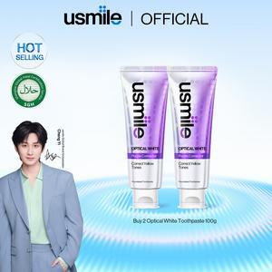 [Duo Set] usmile Yellow Stain Removal & Color Correction Duo Set (Optical White Toothpaste - Minty Grape 100g/pc *2) - Dual Color-Correction |  Teeth Whitening | 3D Color-Correcting | Restore Natural Enamel Brilliance | Halal