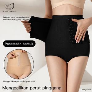 MAGIC&WILL High Waist Shapewear Seluar Dalam Wanita Kempis Perut Double Layer Tummy Control Tak Gulung Slimming Panty