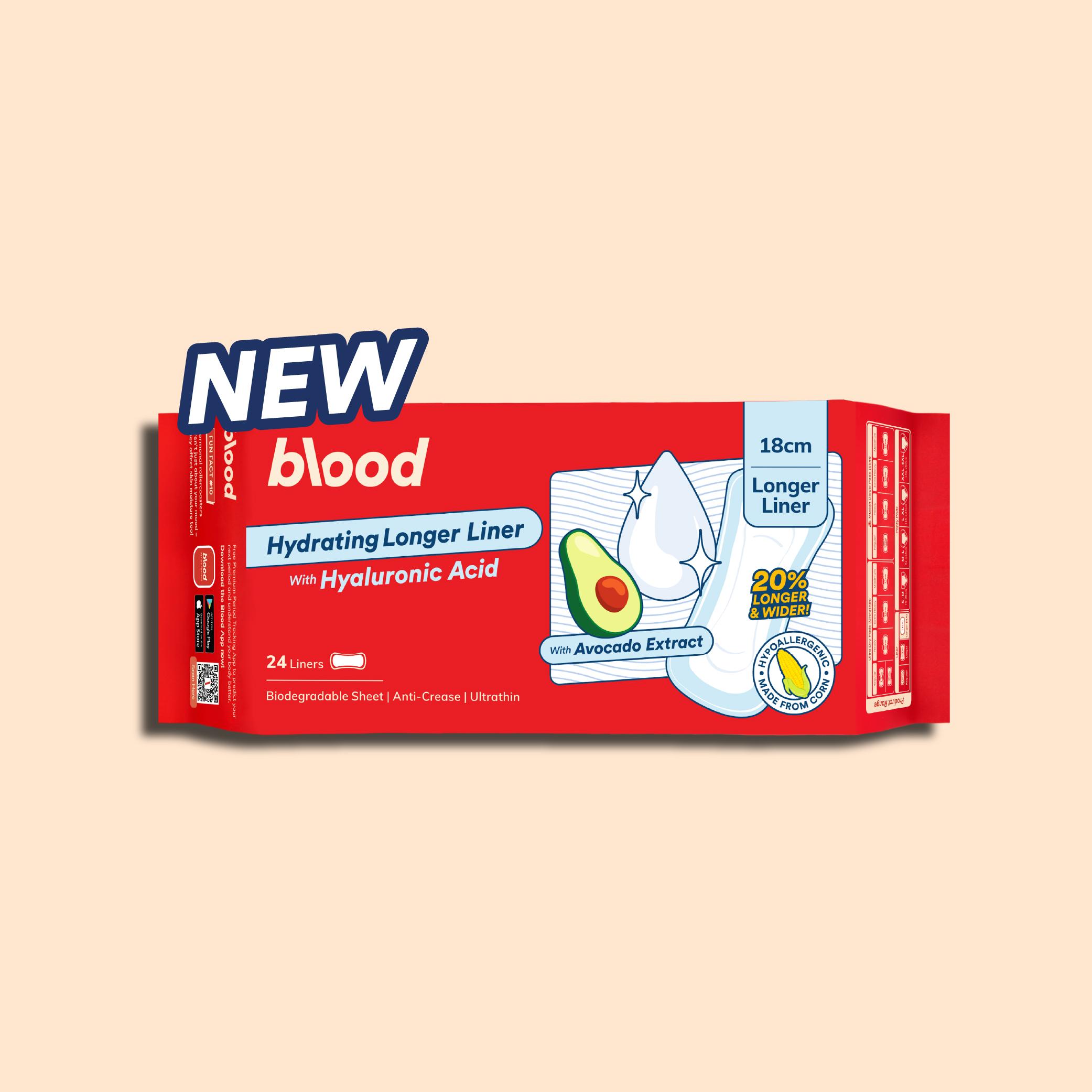 [NEW] Blood Hydrating Longer Liner | Avocado Extract Nourishing & Hyaluronic Acid (24pcs) | Tuala Wanita Ultra-Nipis