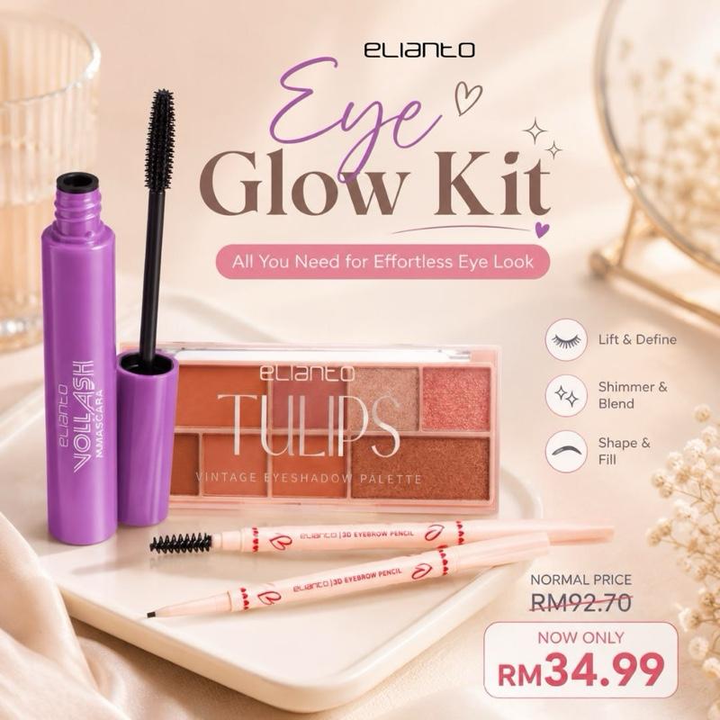 Elianto Eyes Glow Kit Set (Eyeshadow + Eyeliner + Eyebrow)