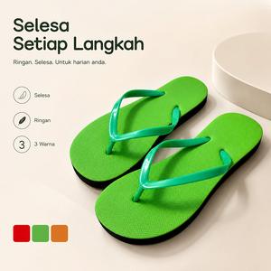 Selipar Jepun EVA anti licin lembut rata tapak selesa selipar wanita tapak selesa Warna rawak