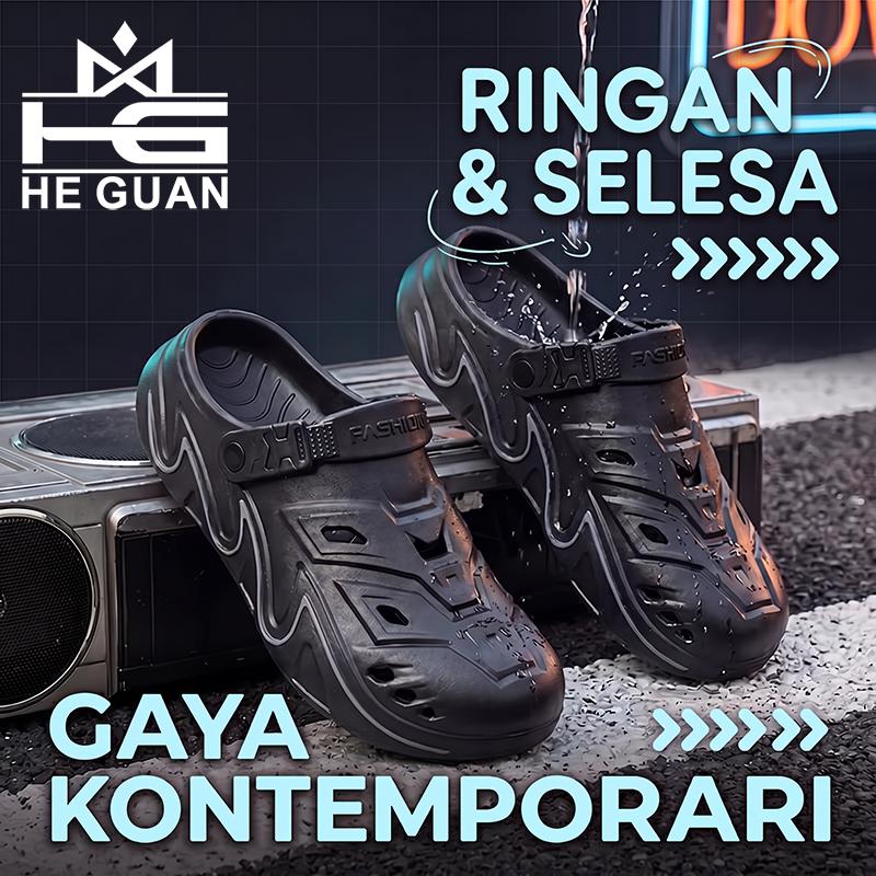 HEGUAN sandal lelaki EVA anti-gelincir, kalis air, ringan, selesa, tapak lembut, kasut pantai untuk aktiviti luar, cepat kering, kalis air, tapak lembut, aktiviti luar