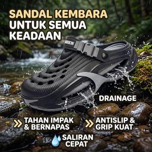 Sandal lelaki EVA anti licin, kalis air, ringan, selesa, tapak lembut untuk kegunaan luar dan pantai, cepat kering, bergaya dan bernafas.