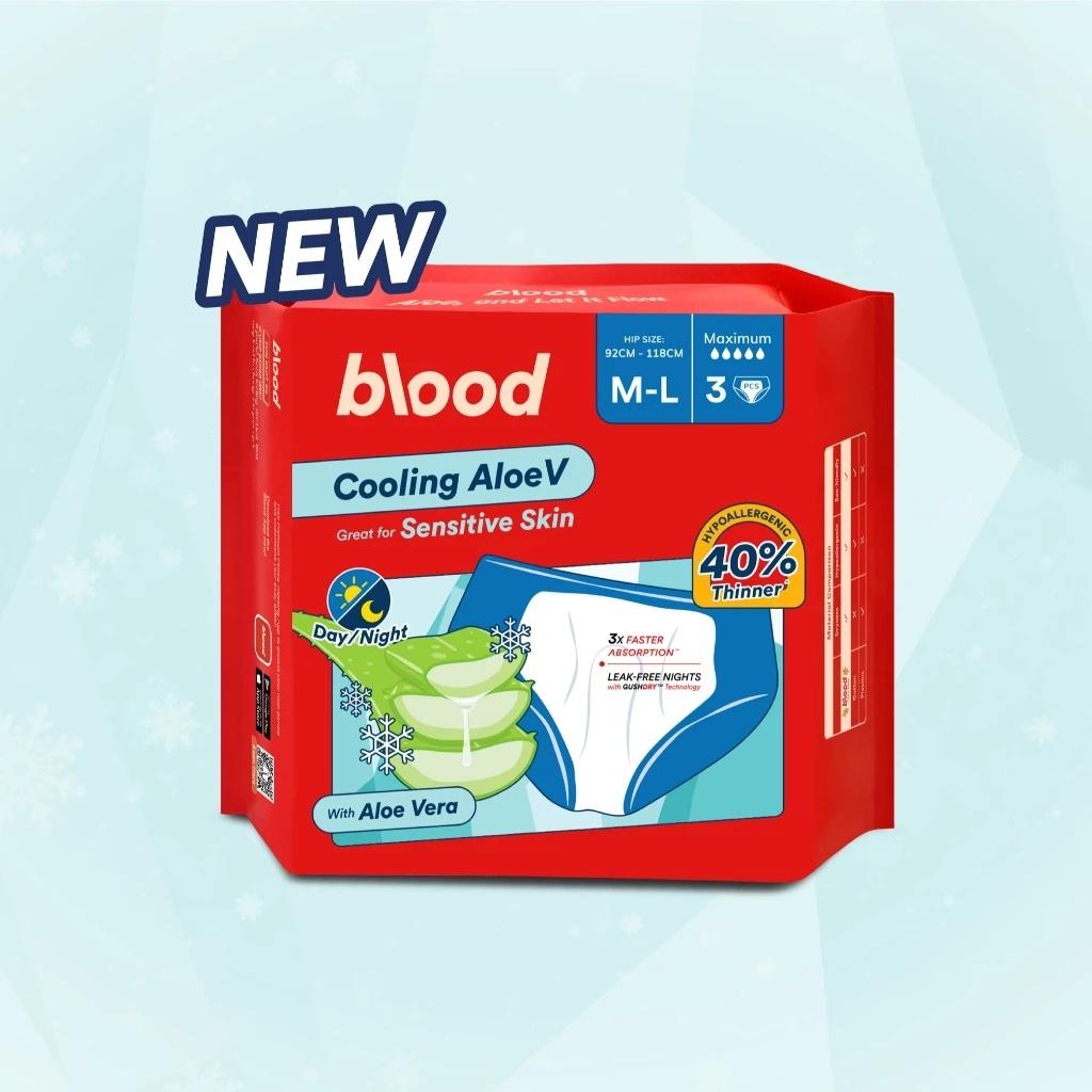 [NEW] Blood Cooling 360° Panty Pad 冰凉卫生裤 | Aloe Vera, 100% Corn, Day/Night (ML, 3pcs) | Seluar Dalam Wanita Jagung Sejuk