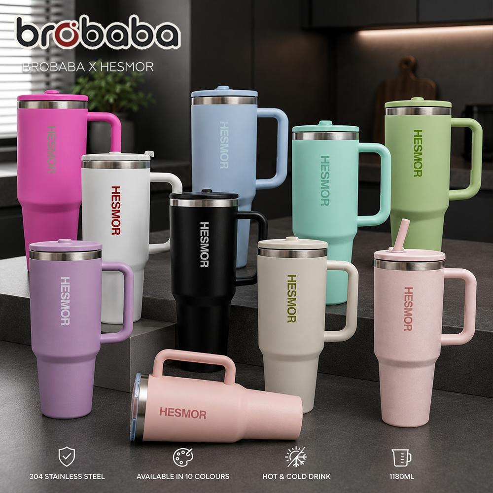 BROBABA x HESMOR STELLA 304 Stainless Steel Inner Ceramic 1180ML Bottle Tumbler Insulated Straw Cup Thermos Cup Hot & Cold Drink 咖啡杯 水瓶 水杯 冰霸杯