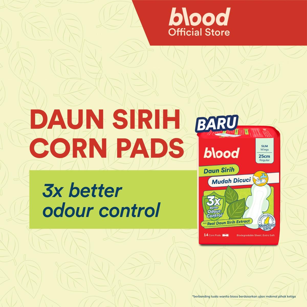 Blood Daun Sirih Corn Pad | 3X Odour Control | Antibacterial | Anti-Leak | Hypoallergenic Corn Topsheet