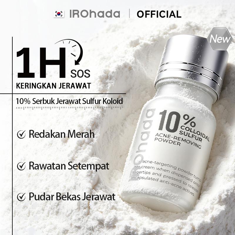 [PRODUK BARU · DISKAUN RM 5] IROHADA 10% Colloidal Sulfur Acne Powder | Serbuk Jerawat Sulfur Koloid | Keringkan Jerawat 1H | Redakan Kemerahan & Pudar Bekas Jerawat | Rawatan Setempat