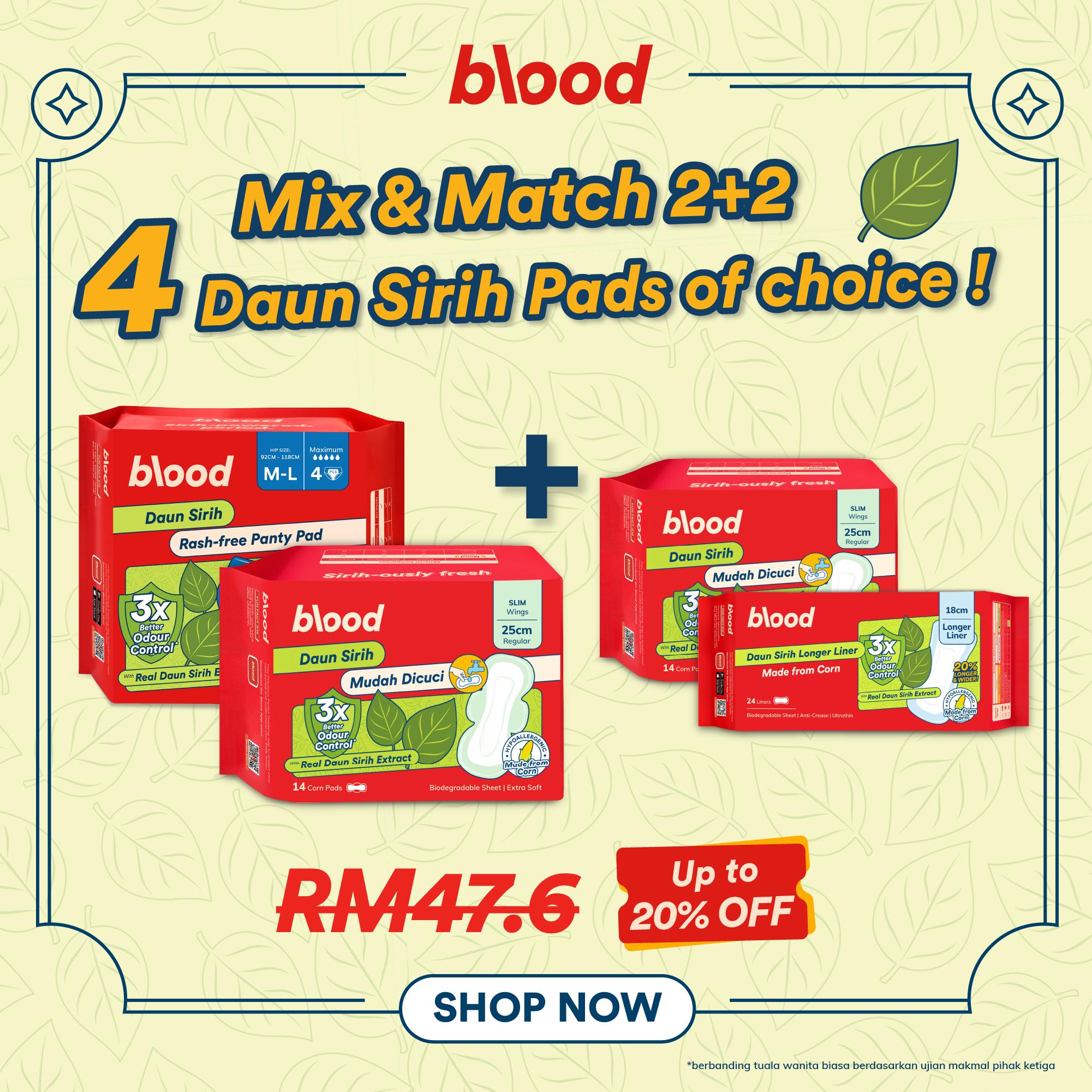 [MIX & MATCH 2+2] BLOOD Corn Pad Daun Sirih | Choose Any 4 Pads | 3X Kawalan Bau