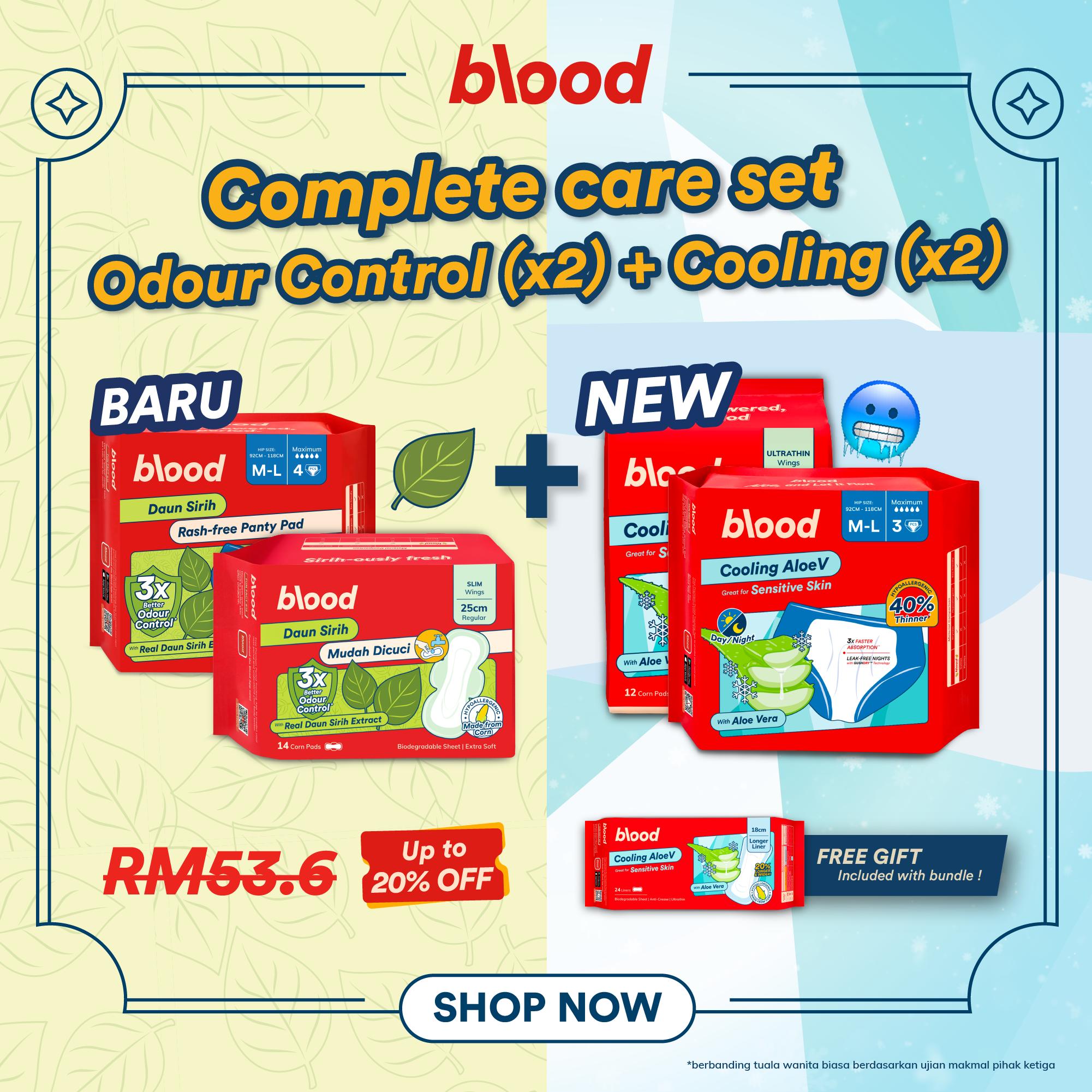 [Buy 4 Get 1 FREE] BLOOD Corn Pad Bundle | 2X Daun Sirih + 2X Cooling Aloe Vera + FREE Hydrating Liner